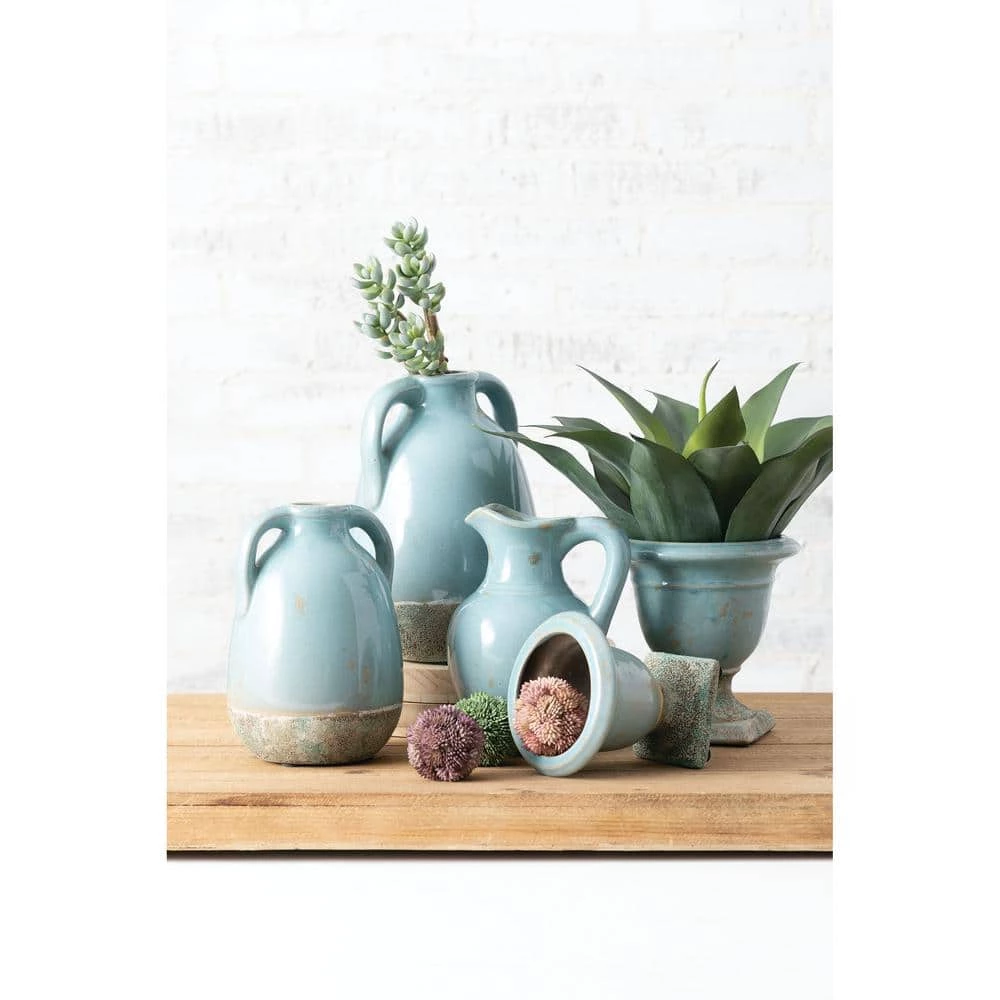 SULLIVANS Aqua Ceramic Urns (Set of 2) - Image 2