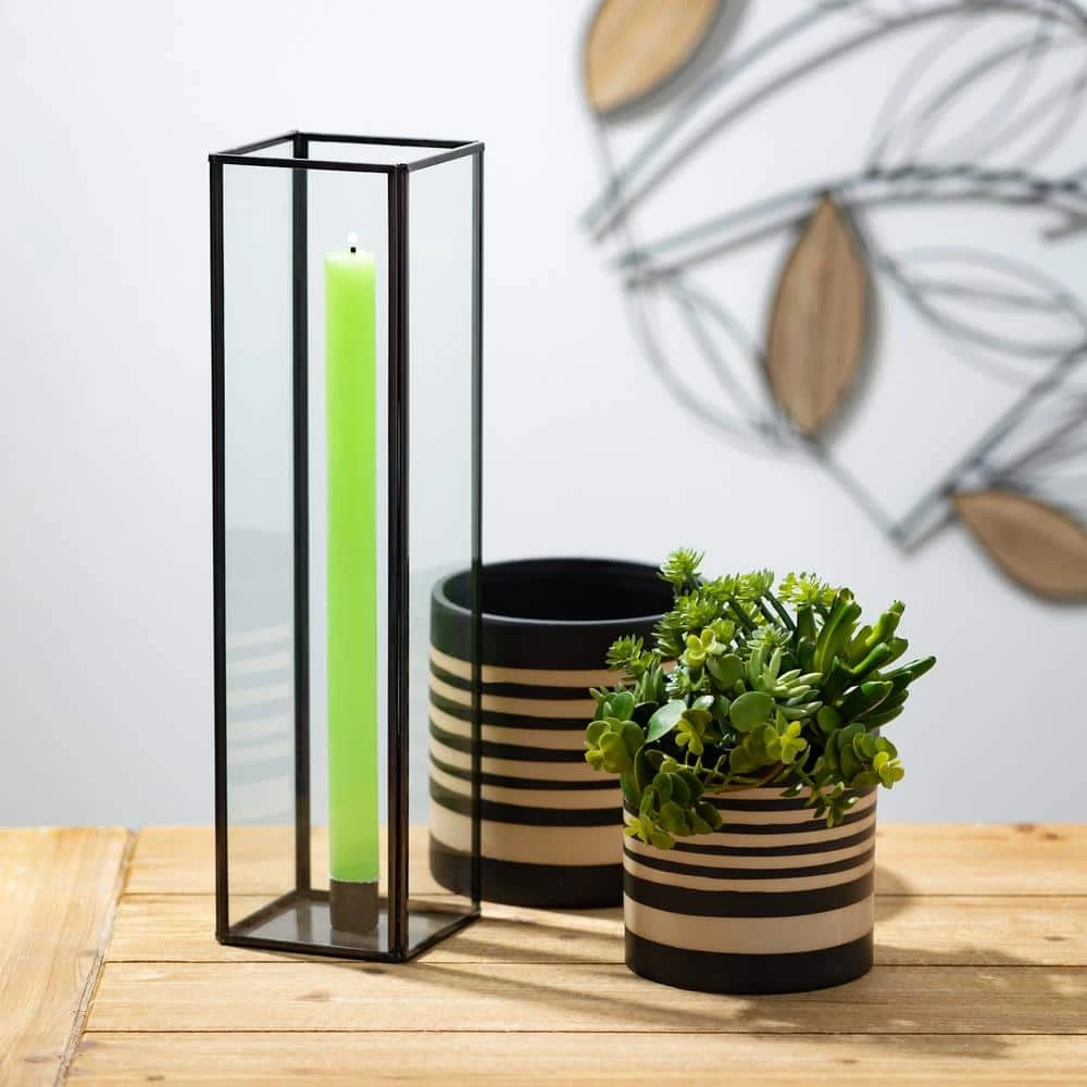 SULLIVANS Black and Brown Striped Ceramic Planter (Set of 2) - Image 3