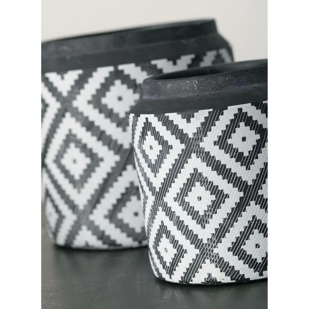SULLIVANS Black Cement Flower Pots (Set of 2) - Image 4
