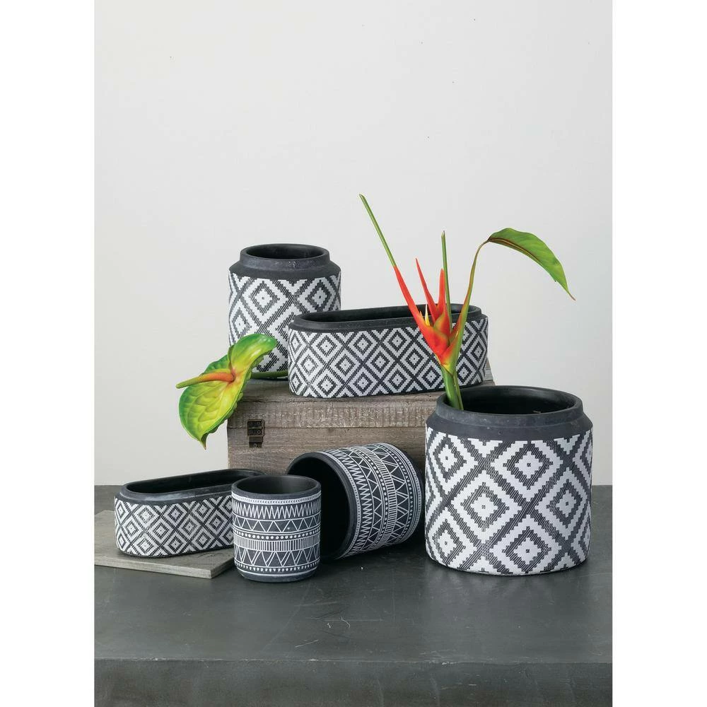 SULLIVANS Black Cement Flower Pots (Set of 2) - Image 3