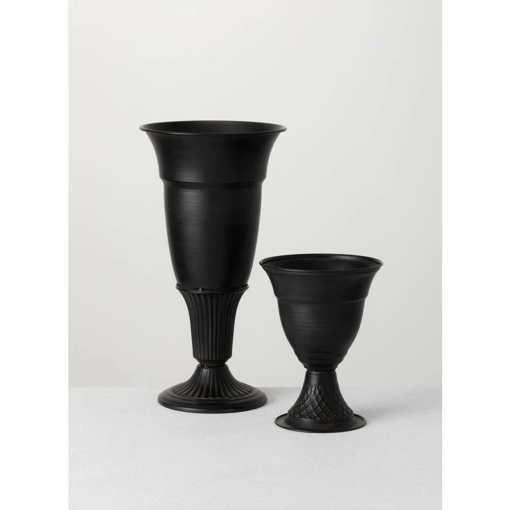 SULLIVANS Metal Black Urns (Set of 2)