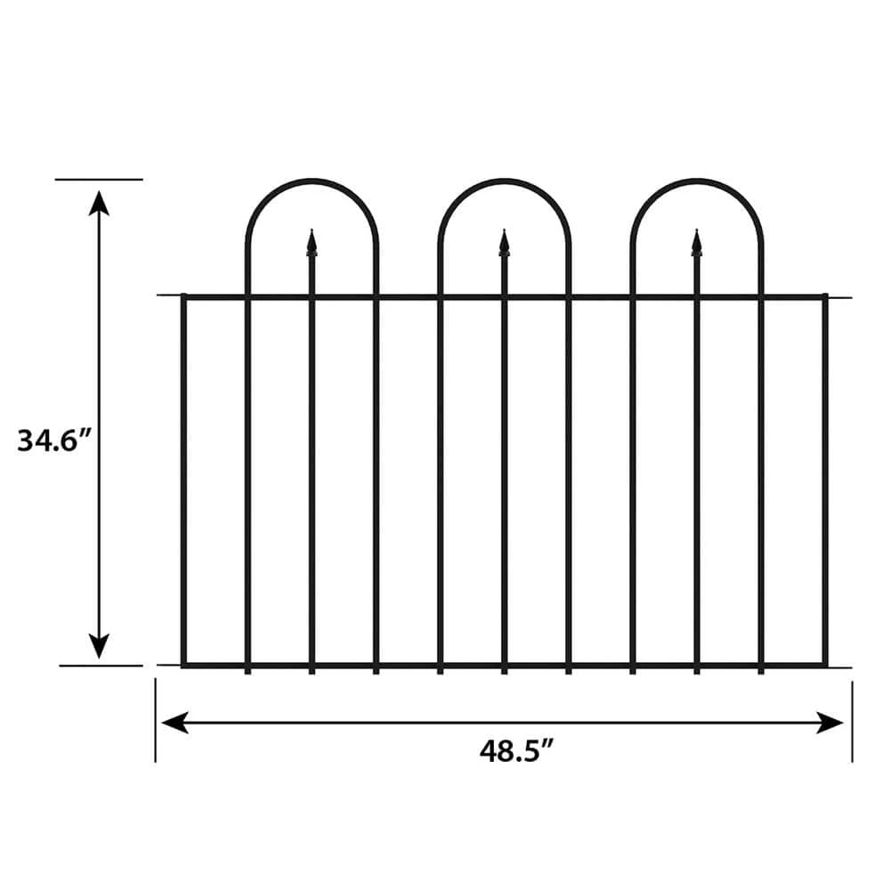 Vigoro Westbrook 36 in. x 48 in. Black Steel Fence Panel (4-Pack) - Image 3