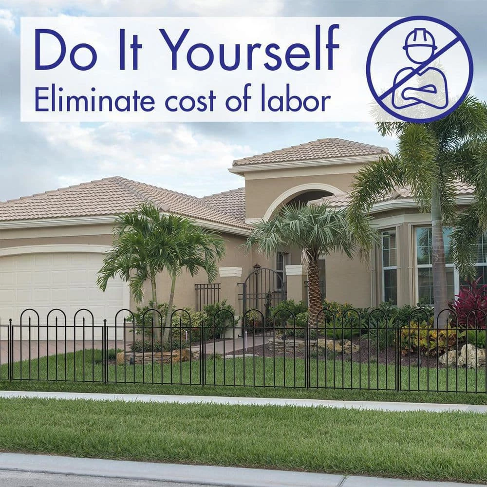 Vigoro Westbrook 36 in. x 48 in. Black Steel Fence Panel (4-Pack) - Image 11