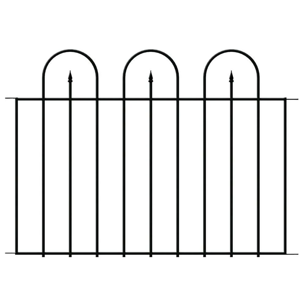 Vigoro Westbrook 36 in. x 48 in. Black Steel Fence Panel (4-Pack)