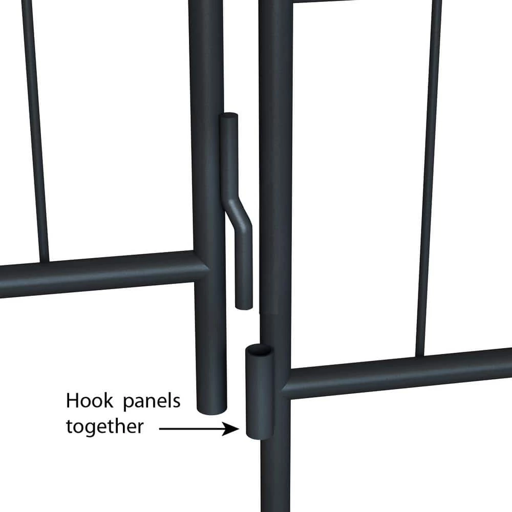 Vigoro Rockdale 43.8 in. Black Steel Fence Panel (3-Pack) - Image 6