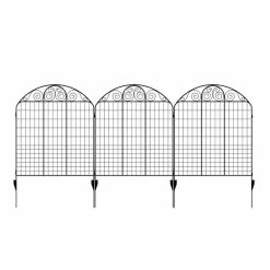 Vigoro Rockdale 43.8 in. Black Steel Fence Panel (6-Pack)