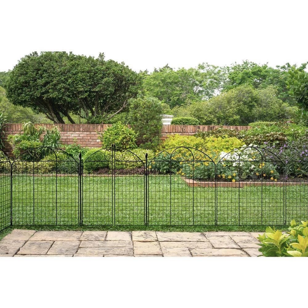 Vigoro Rockdale 43.8 in. Black Steel Fence Panel (3-Pack) - Image 2