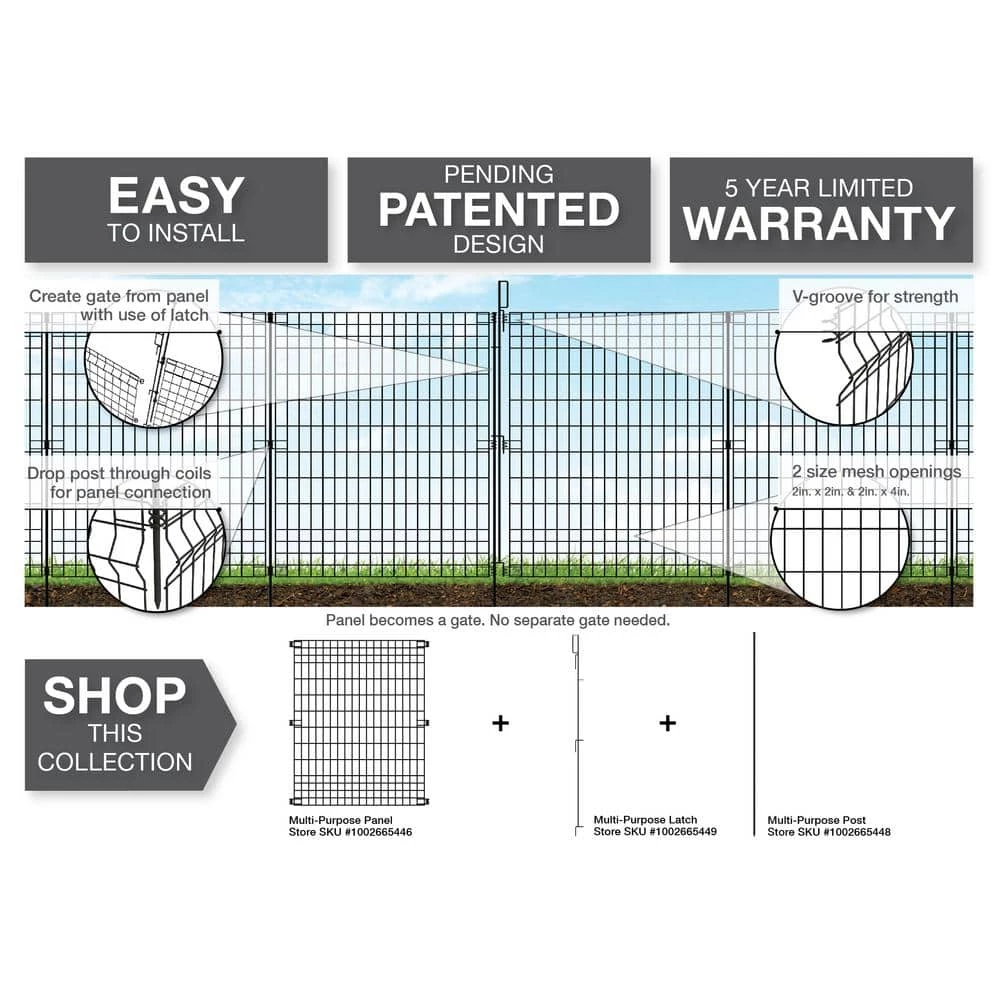 Vigoro 56 in. H Steel Multi-Purpose Black Fence Post (7-Pack) - Image 5