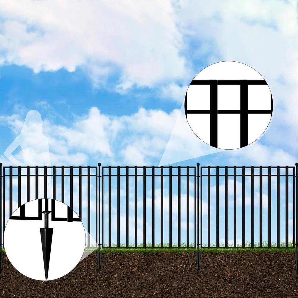 Vigoro 37.2 in. H x 42.87 in. W Steel 3-Rail Garden Fence Panel - Image 5