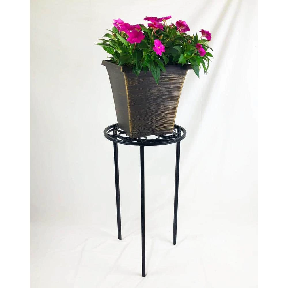 Vigoro 12 in. x 21 in. Black Metal Indoor Round Plant Stand - Image 5