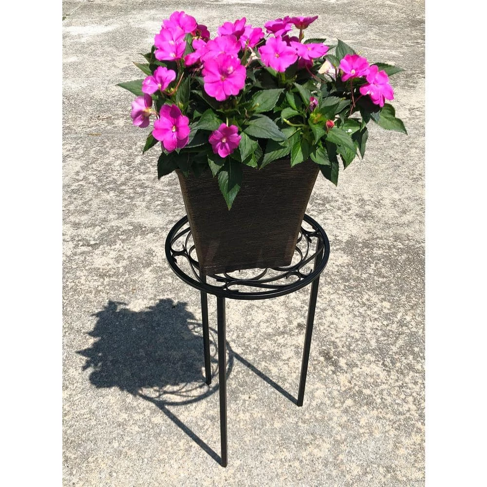 Vigoro 12 in. x 21 in. Black Metal Indoor Round Plant Stand - Image 6