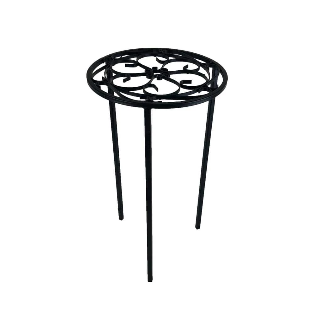 Vigoro 12 in. x 21 in. Black Metal Indoor Round Plant Stand