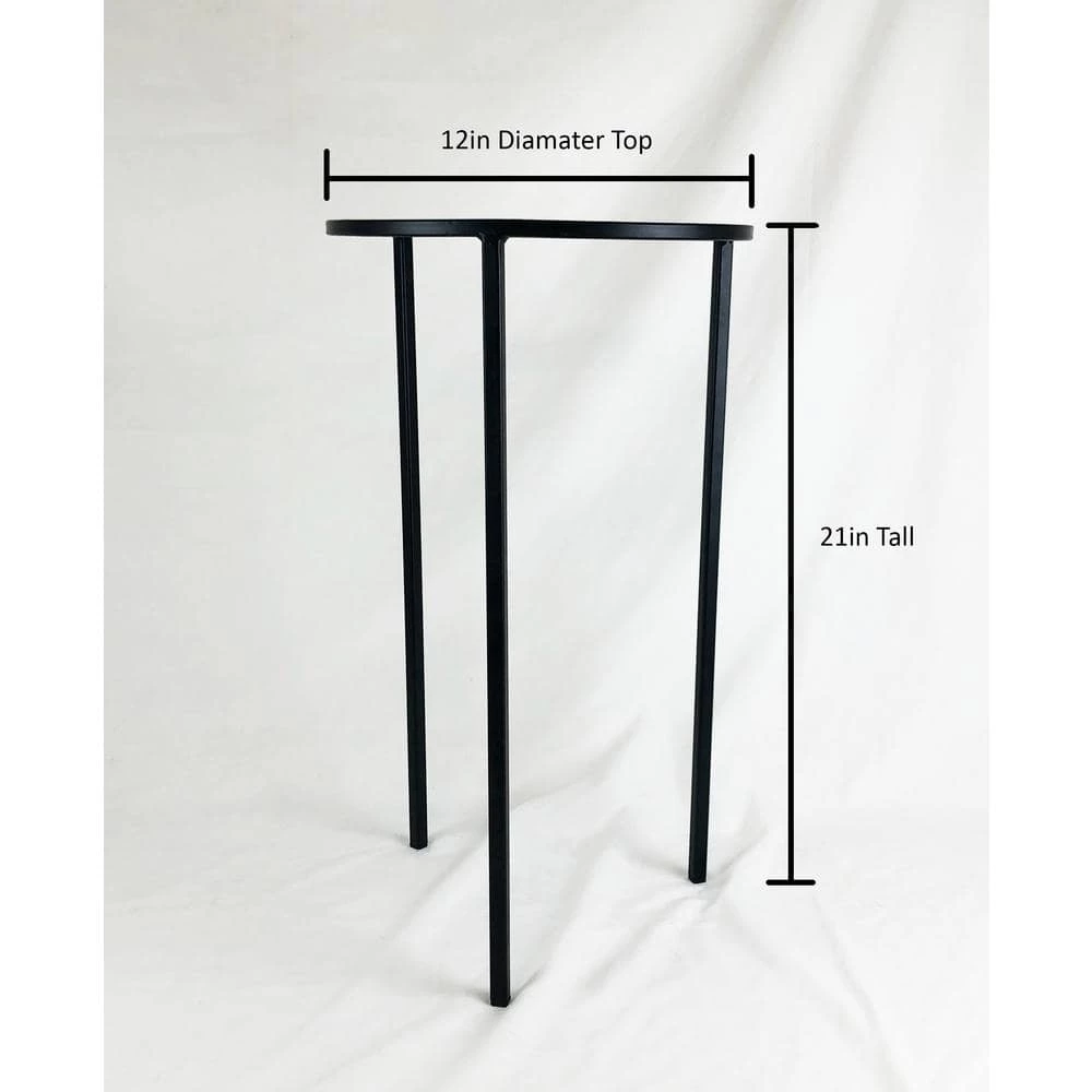 Vigoro 12 in. x 21 in. Black Metal Indoor Round Plant Stand - Image 2