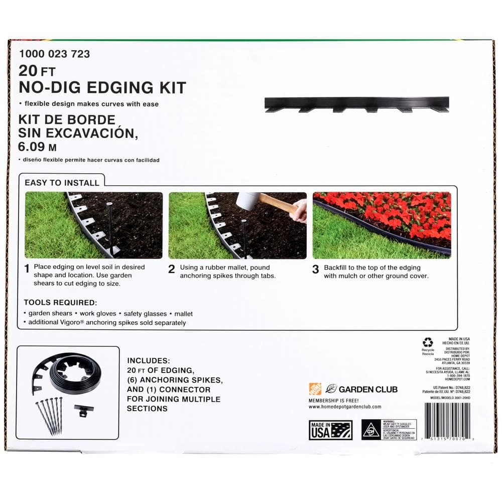 Vigoro 20 ft. No-Dig Landscape Plastic Edging Kit - Image 9