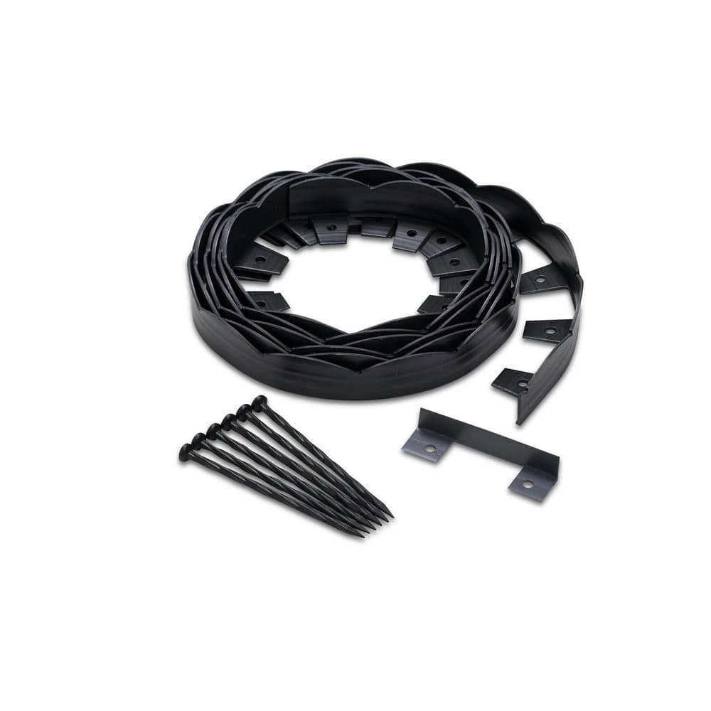 Vigoro 20 ft. x 2.25 in. Black Scalloped Polyethylene No-Dig Edging