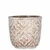 SULLIVANS Brown Cement Patterned Round Pot