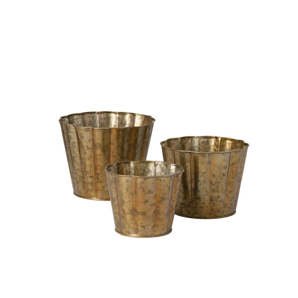 SULLIVANS Brown Metal Flower Pots (Set of 3)