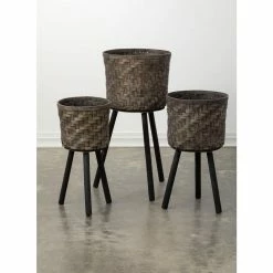 SULLIVANS Basket On Stand - Set of 3