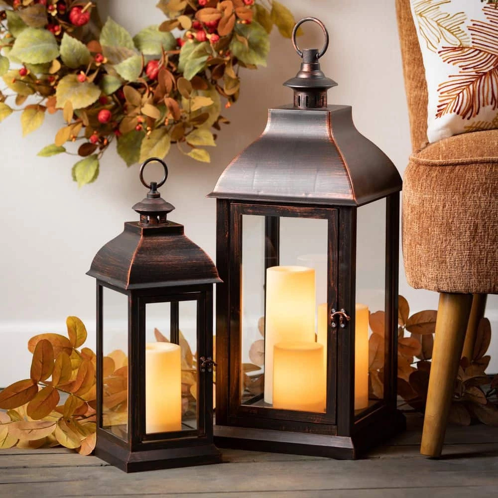 SULLIVANS 25 in. Lantern with 3 LED Pillar Candles - Image 3