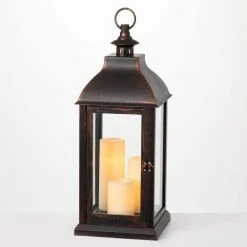 SULLIVANS 25 in. Lantern with 3 LED Pillar Candles