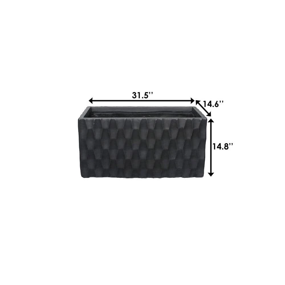 KANTE 31.5 in. L Rectangular Burnished Black Concrete/Fiberglass Indoor Outdoor Elegant Retro Planter - Image 5