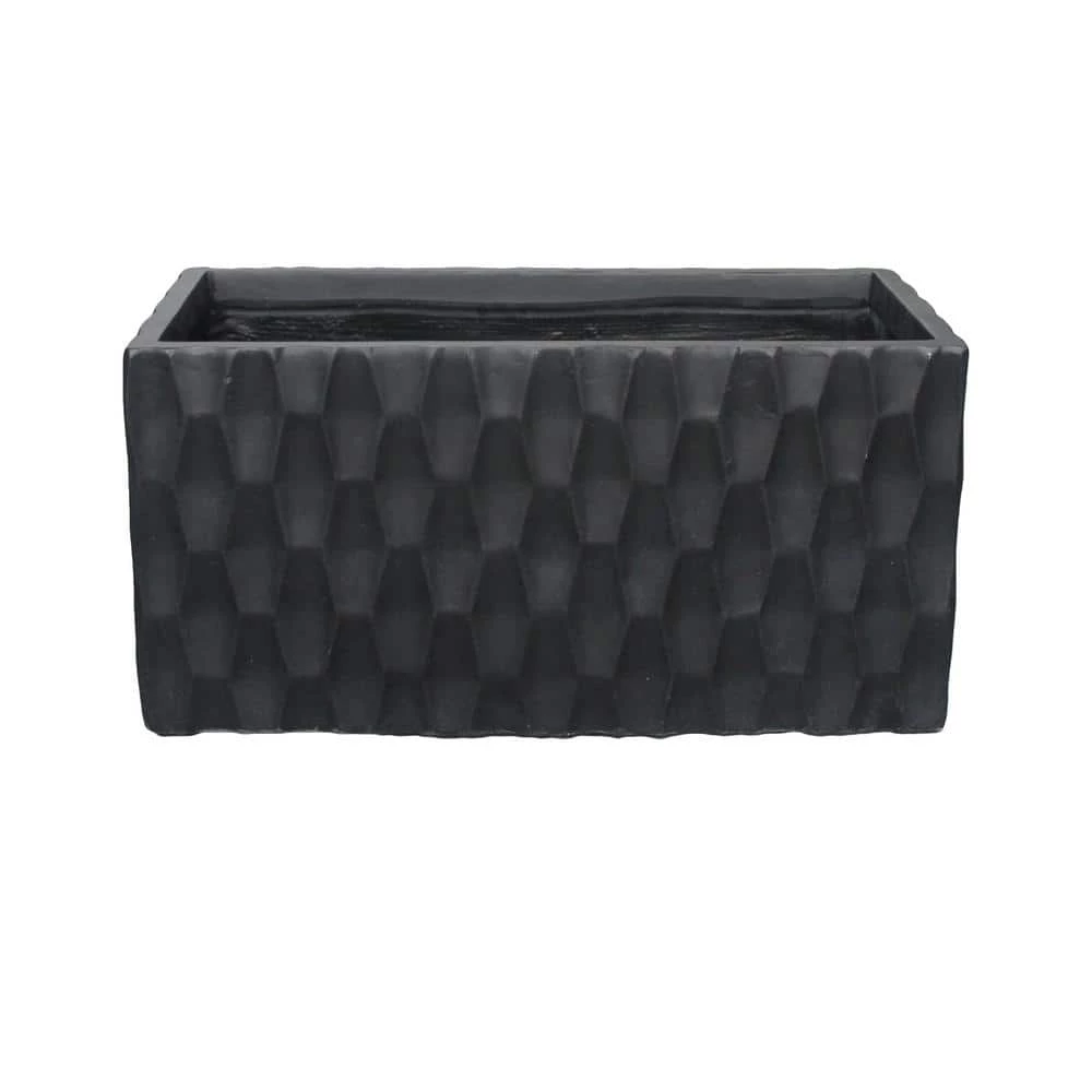 KANTE 31.5 in. L Rectangular Burnished Black Concrete/Fiberglass Indoor Outdoor Elegant Retro Planter