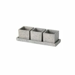SULLIVANS Cement Flower Pots Tray -Set of 3