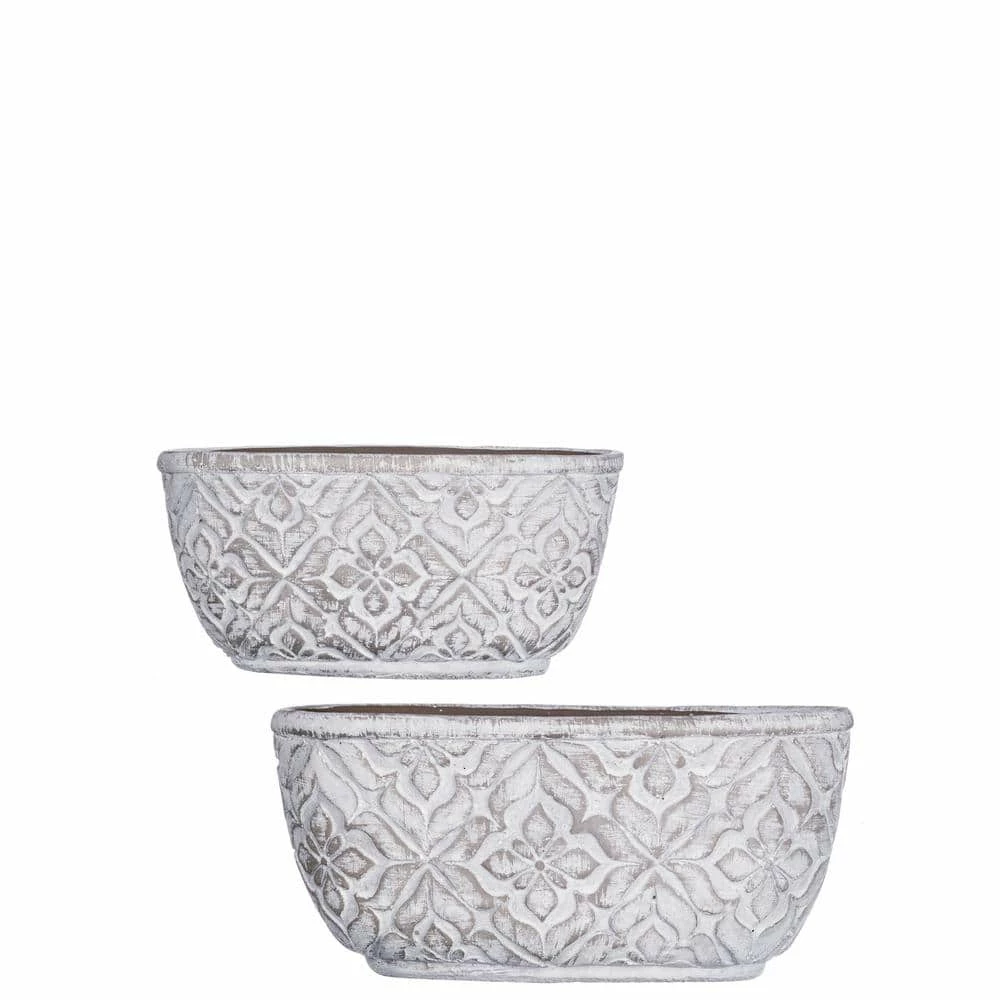 SULLIVANS Gray Cement Flower Pot (Set of 2)