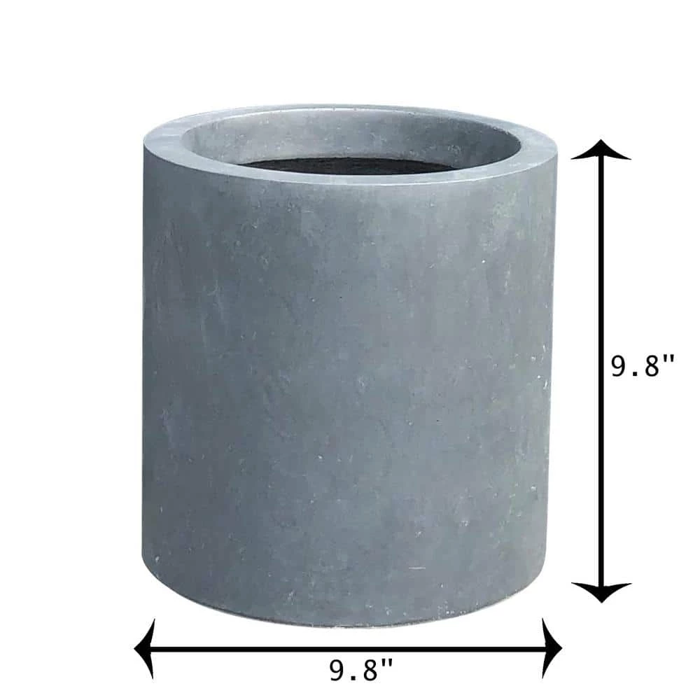 KANTE 9.8 in. W Round Charcoal Lightweight Concrete/Fiberglass Indoor Outdoor Elegant Planter - Image 2
