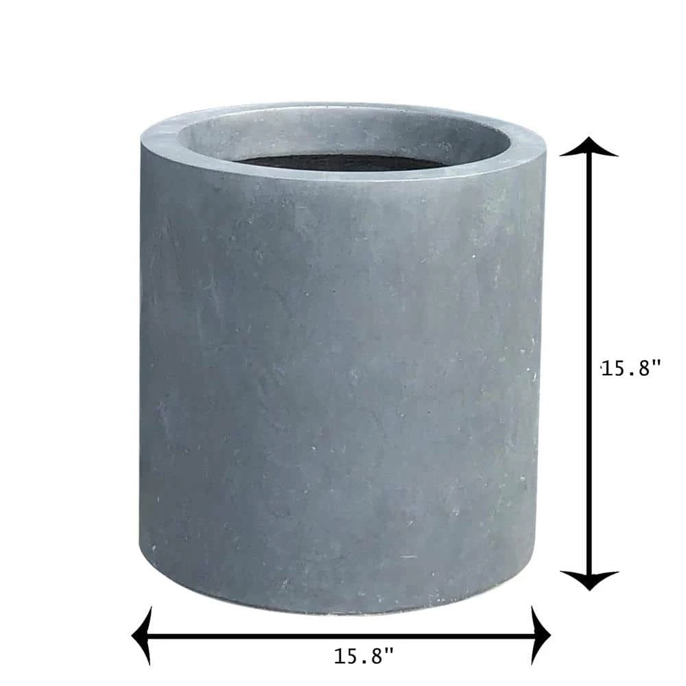 KANTE 15.8 in. W Round Charcoal Concrete/Fiberglass Indoor Outdoor Elegant Planter - Image 4