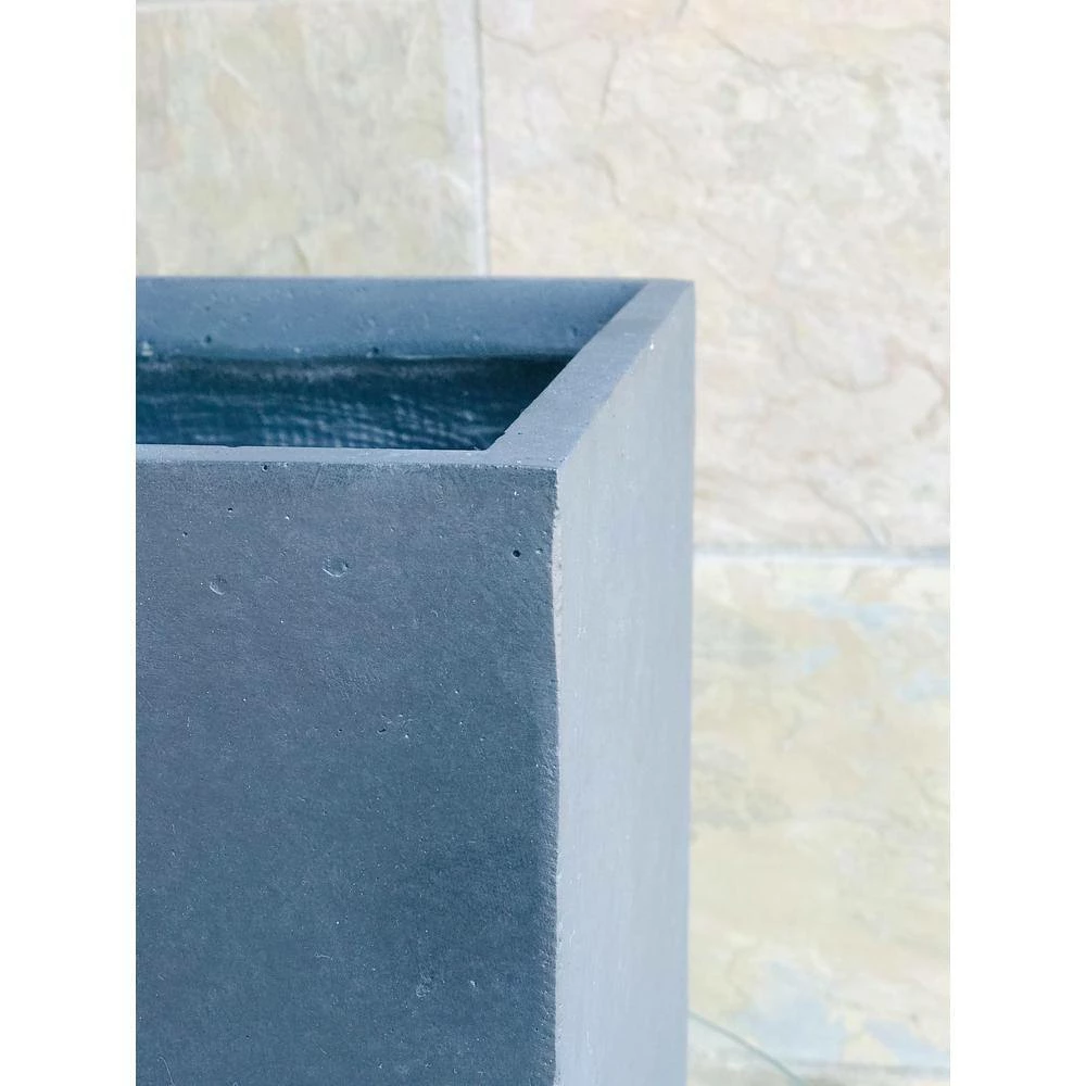 KANTE 12 in. H Square Charcoal Concrete/Fiberglass Indoor Outdoor Elegant Planter - Image 3