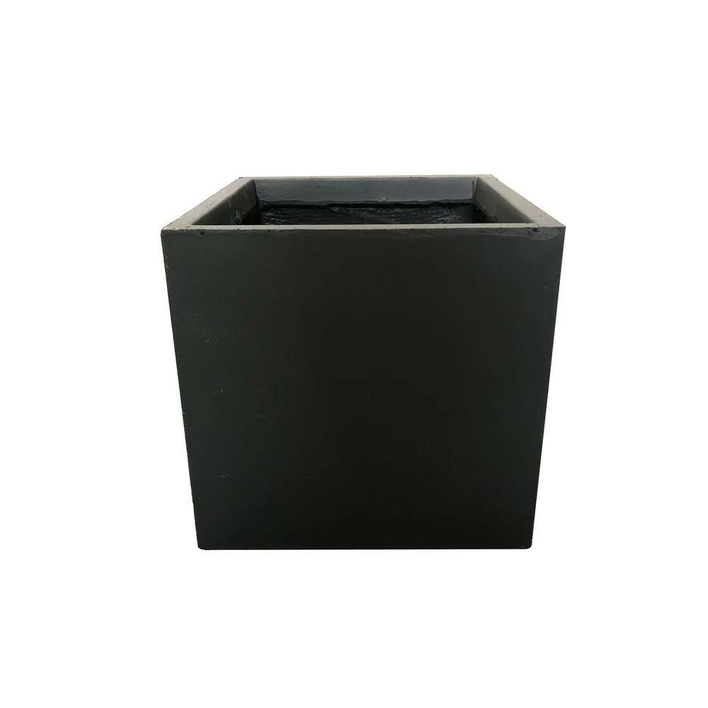 KANTE 12 in. H Square Charcoal Concrete/Fiberglass Indoor Outdoor Elegant Planter - Image 4