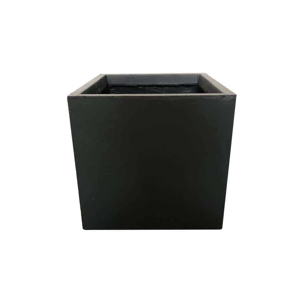 KANTE 10 in. Tall Charcoal Lightweight Concrete Square Modern Outdoor Planter