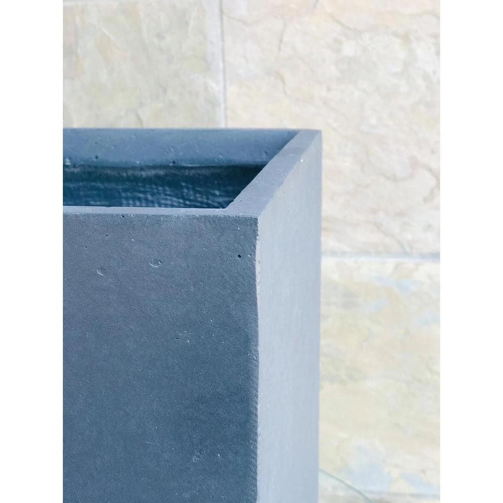 KANTE 12 in. Tall Charcoal Lightweight Concrete Square Modern Outdoor Planter - Image 4