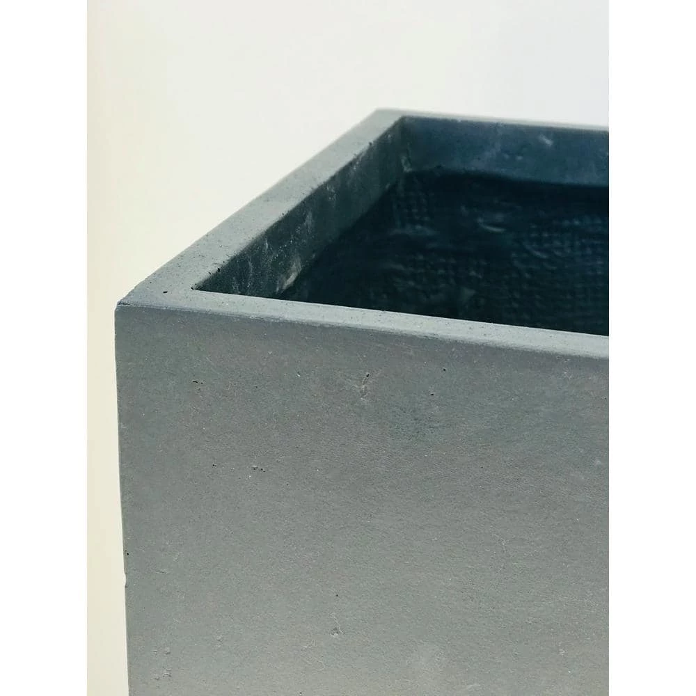 KANTE 12 in. Tall Charcoal Lightweight Concrete Square Modern Outdoor Planter - Image 5