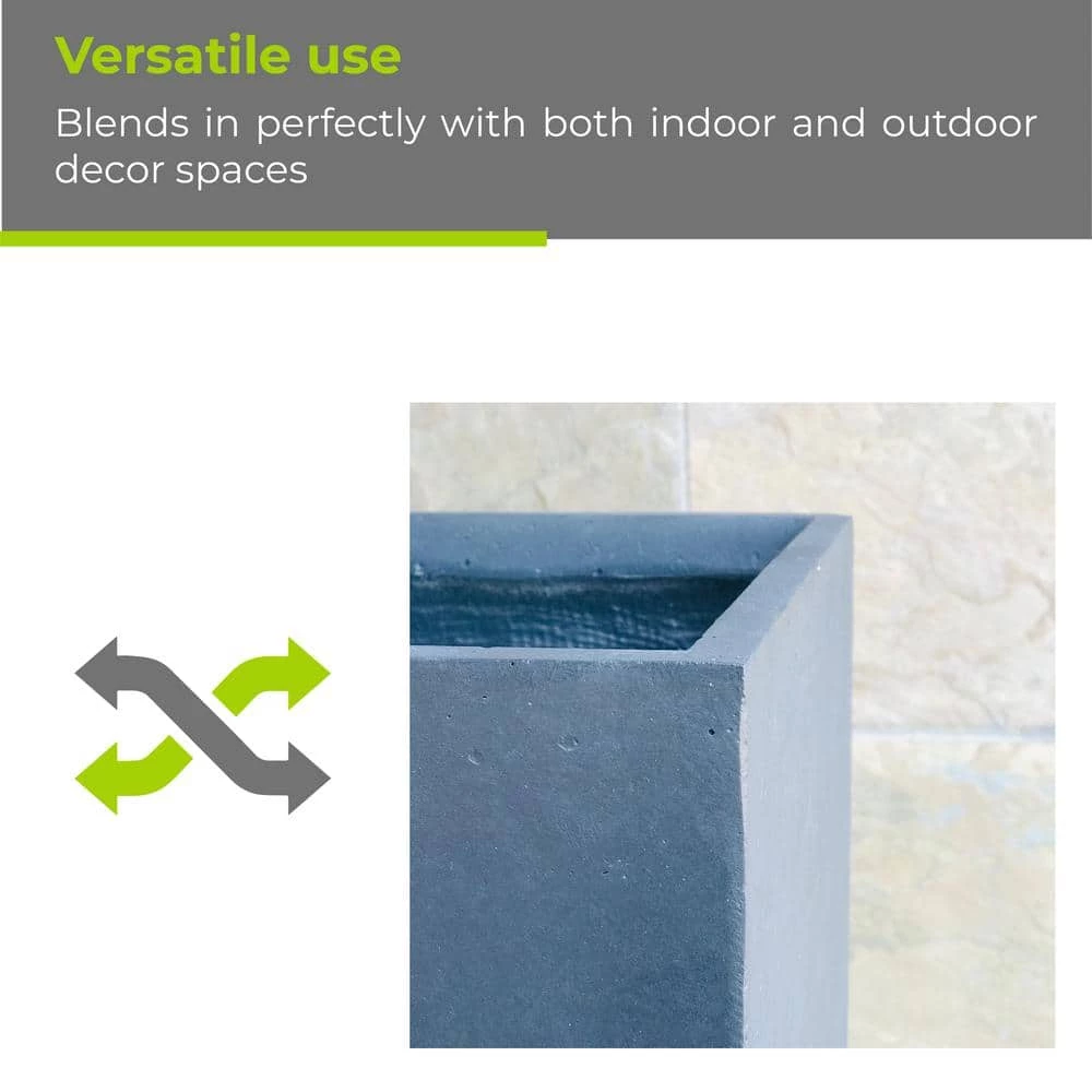 KANTE 26.8 in. Tall Charcoal Lightweight Concrete Modern Long and High Rectangle Planter - Image 6