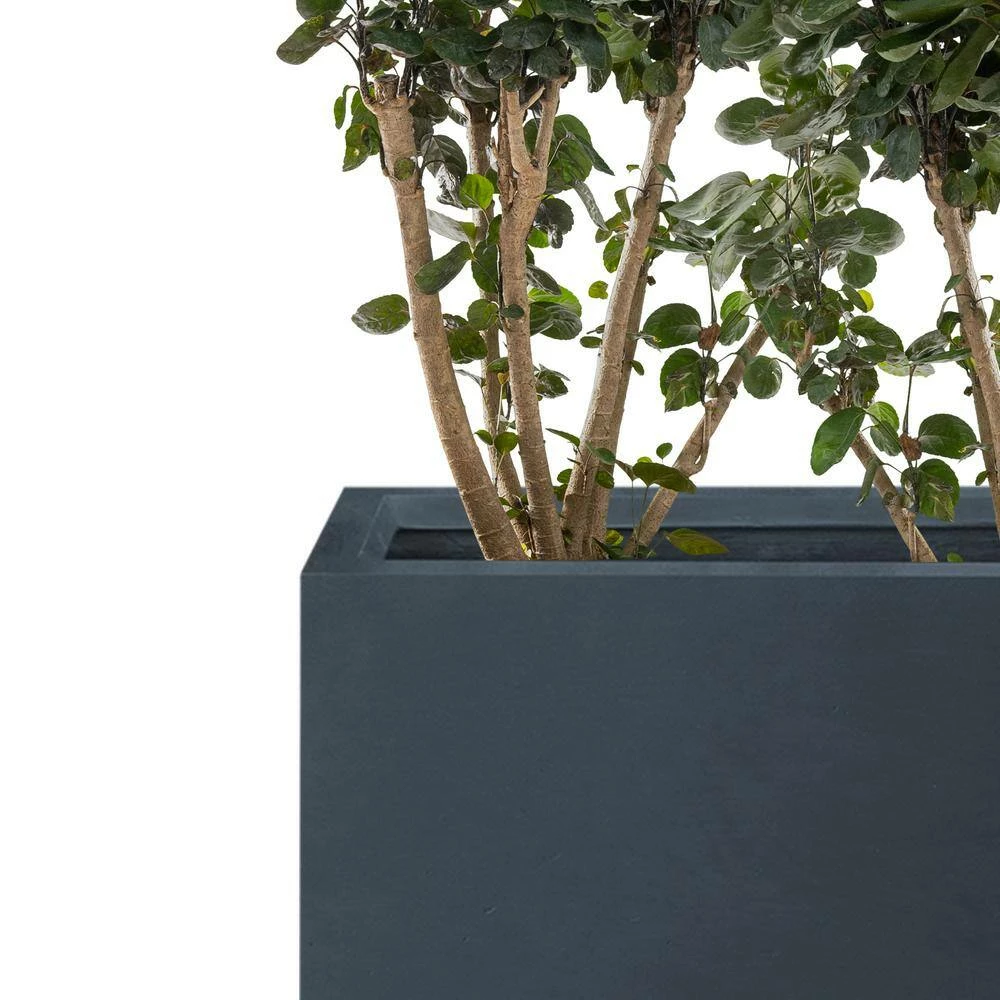 KANTE 17.3 in. W Square Charcoal Lightweight Concrete and Fiberglass Planters with Drainage Holes (Set of 2) - Image 3