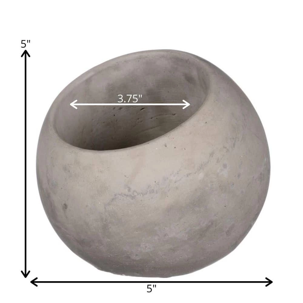 SULLIVANS Gray Cement Ball Planter - Image 3