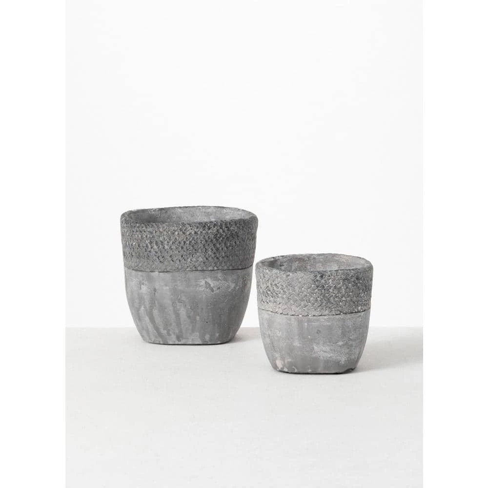 SULLIVANS Gray Cement Pot (Set of 2) - Image 4