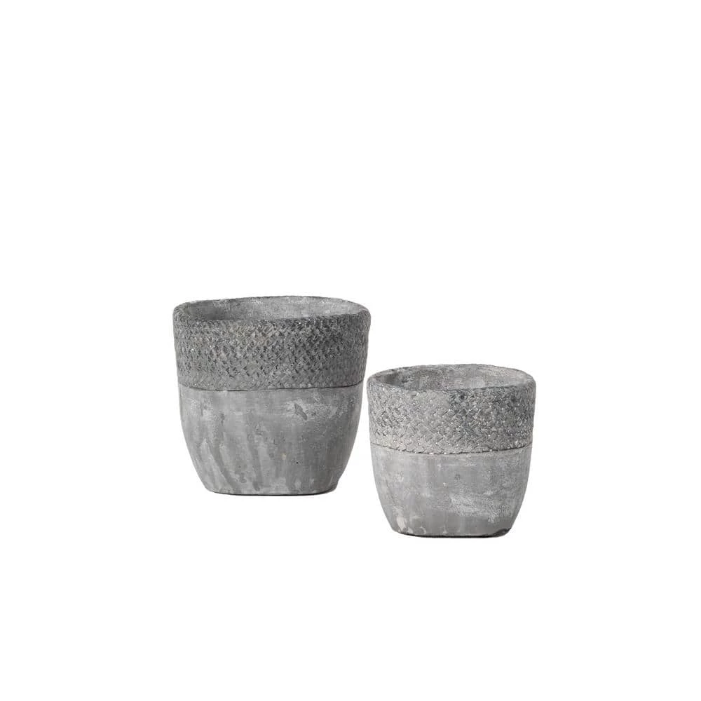 SULLIVANS Gray Cement Pot (Set of 2)