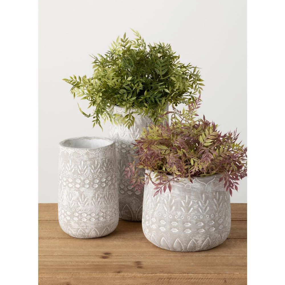 SULLIVANS Gray Cement Pot - Set of 2 - Image 2