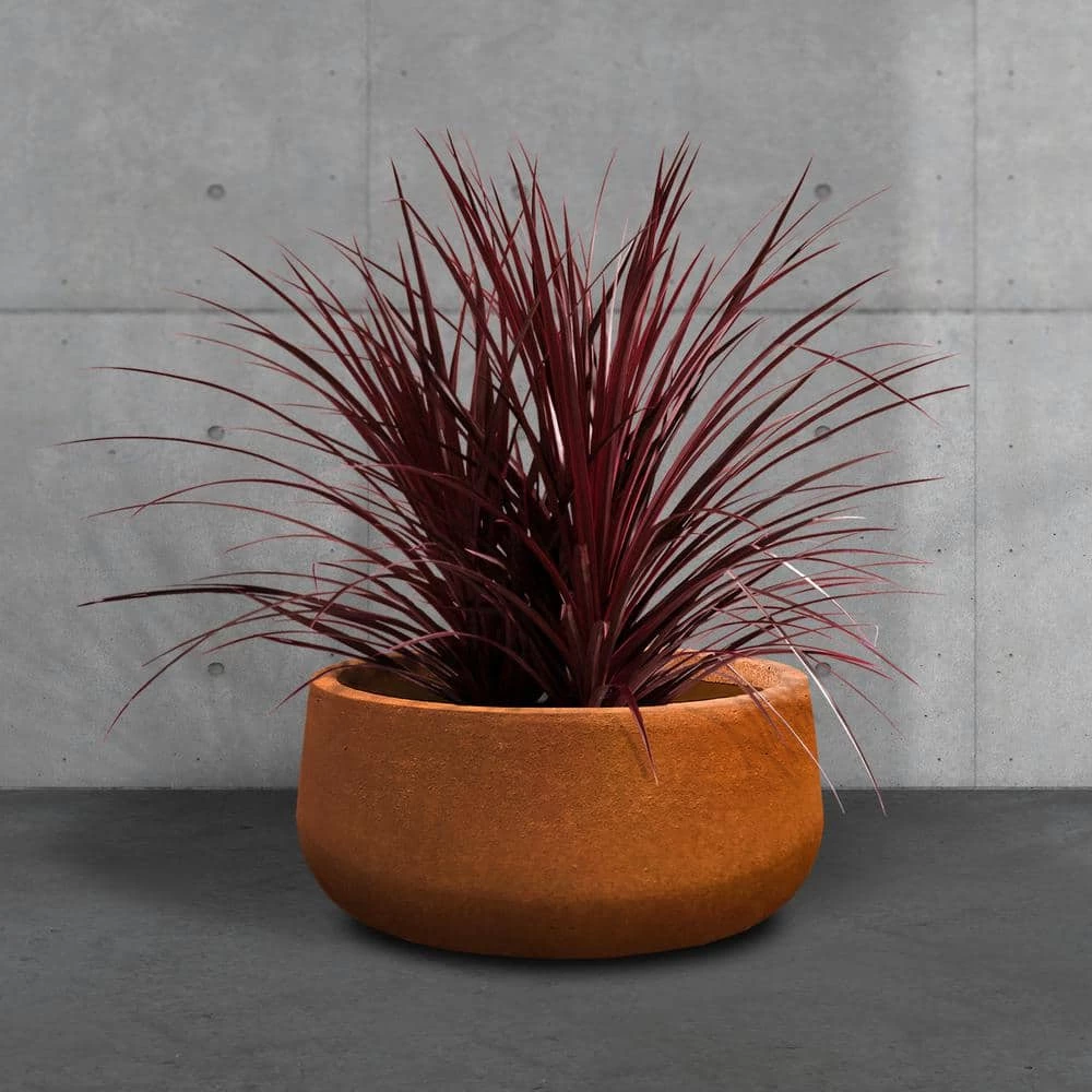 KANTE 16 in. Dia. Round Iron Oxide Concrete Bowl Planter, Outdoor Indoor Large Planter Pot with Drainage Hole - Image 6