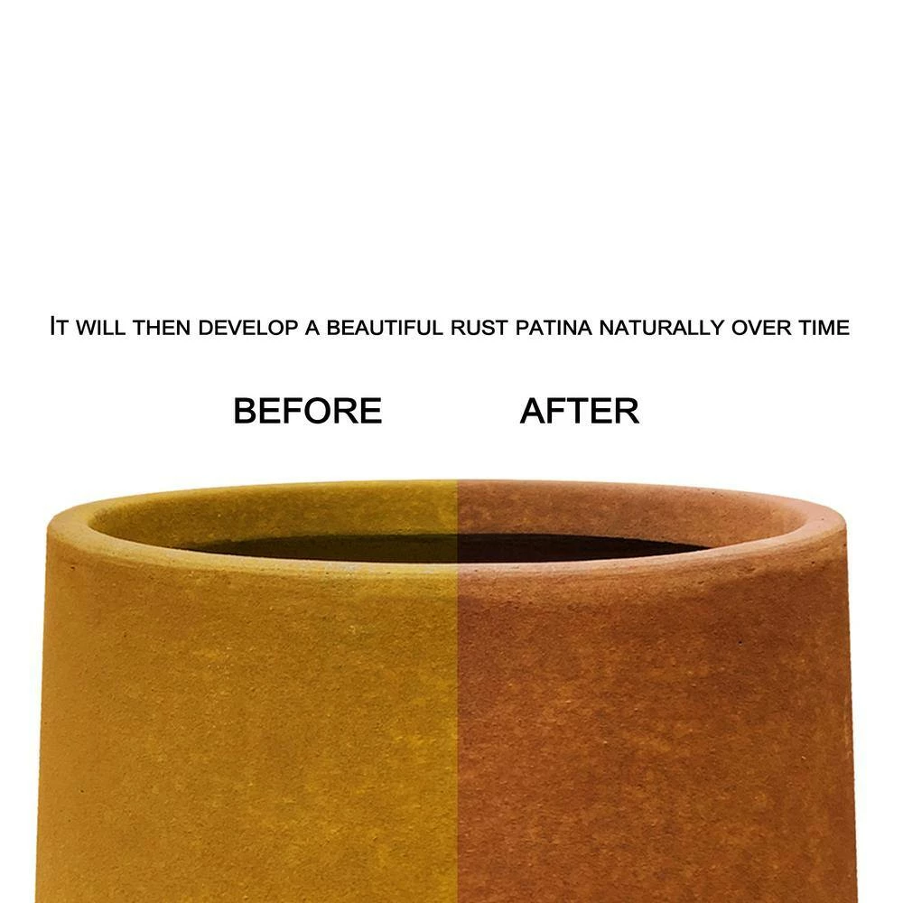 KANTE 16 in. Dia. Round Iron Oxide Concrete Bowl Planter, Outdoor Indoor Large Planter Pot with Drainage Hole - Image 4