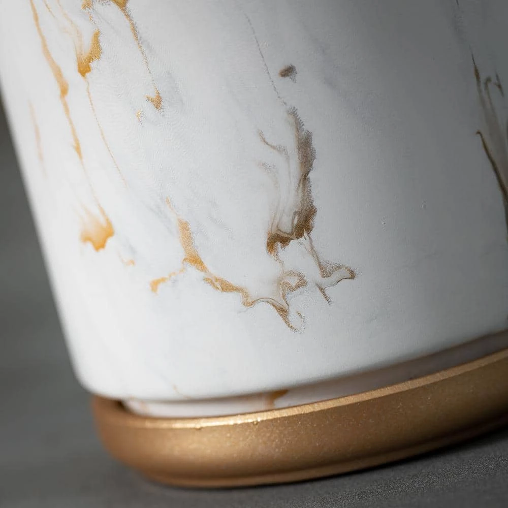 SULLIVANS Marbled White and Gold Terracotta Pot - Image 2