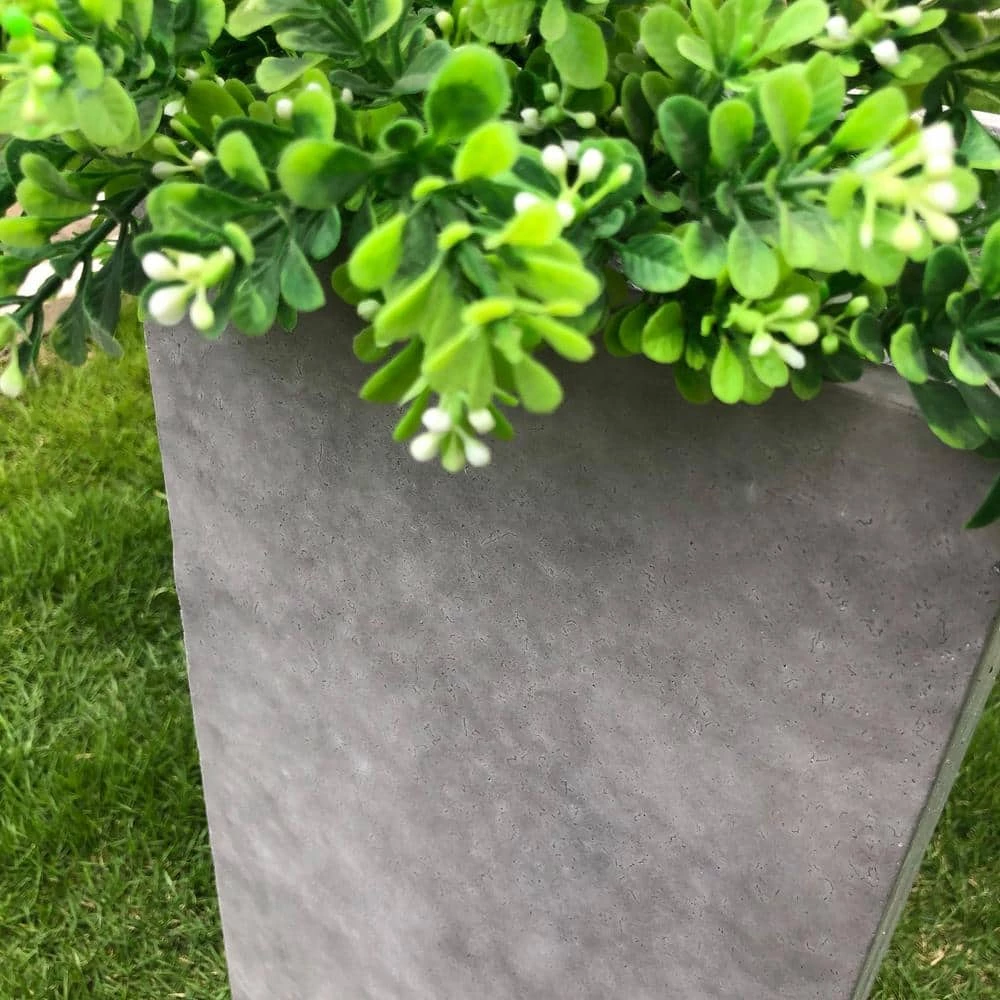KANTE 28 in. H Square Natural Concrete/Fiberglass Indoor Outdoor Modern Seamless Tall Planter - Image 4