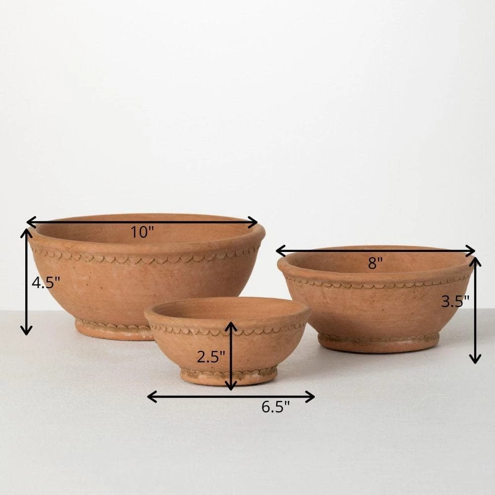 SULLIVANS Adobe Cement Dish Planter - Set of 3 - Image 5