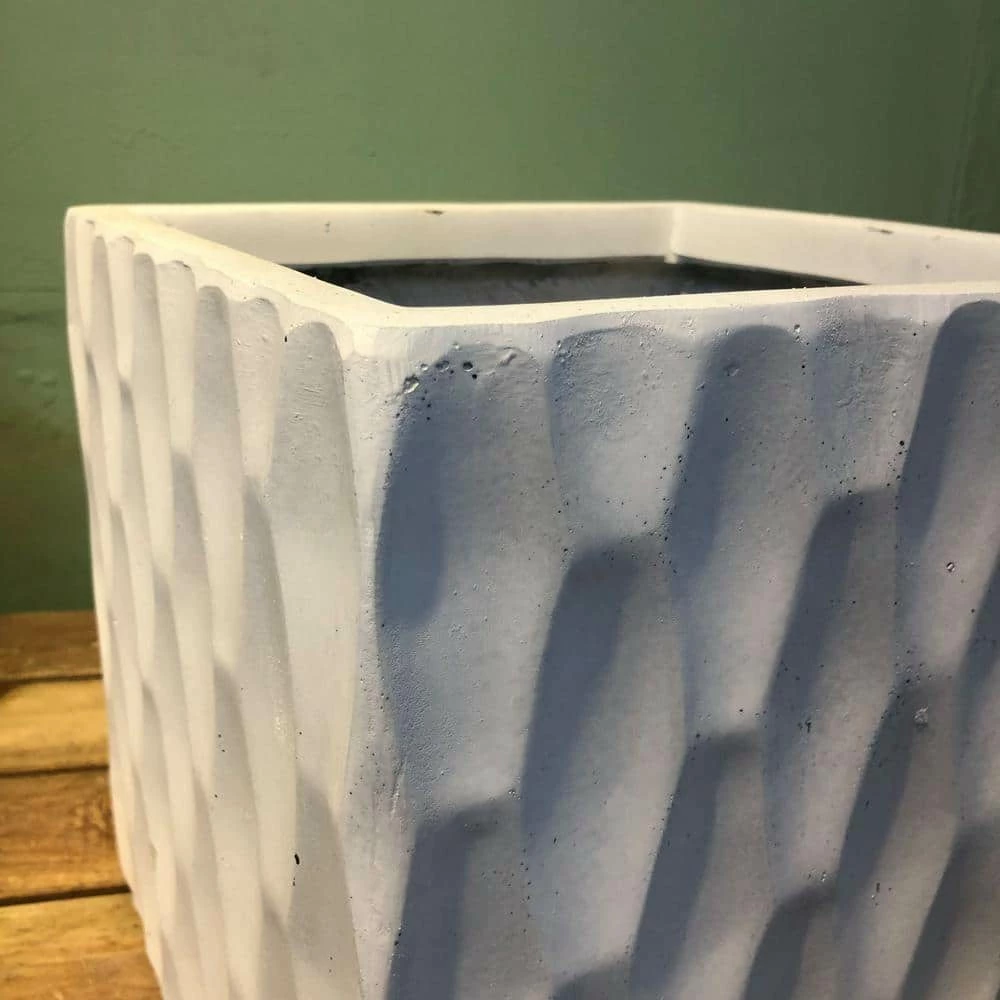 KANTE 16 in. W Square Pure White Concrete/Fiberglass Indoor Outdoor Elegant Retro Planter - Image 5