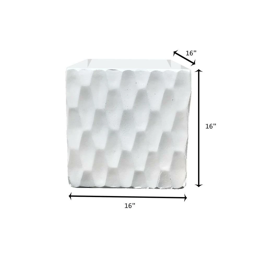 KANTE 16 in. W Square Pure White Concrete/Fiberglass Indoor Outdoor Elegant Retro Planter - Image 7