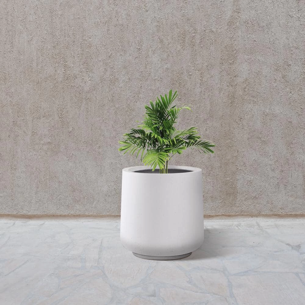 KANTE 17.3 in. H Round Pure White Concrete Planter, Outdoor Indoor Large Planter Pots Containers with Drainage Holes - Image 9