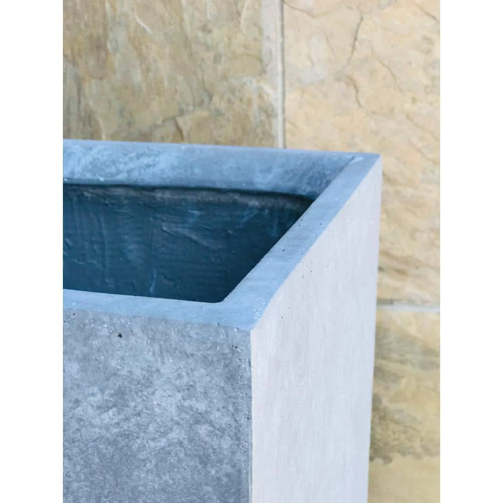 KANTE 24 in. H Square Slate Gray Concrete/Fiberglass Indoor Outdoor Elegant Tall Planter - Image 4